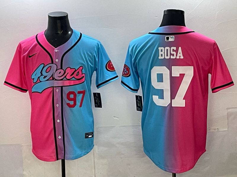 Men 2025 San Francisco 49ers #97 Bosa Pink Blue Nike Limited NFL Jersey 03->san francisco 49ers->NFL Jersey